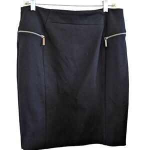 MICHAEL Michael Kors Black Skirt w/ Silver Zipper Details size 12 GUC